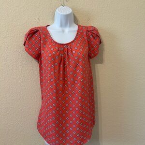 Papermoon Orange and Blue Puff Sleeve Blouse